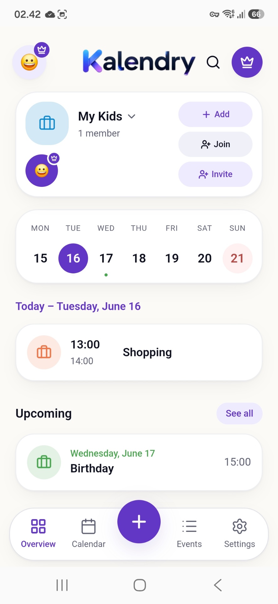 All your family events, one calm view